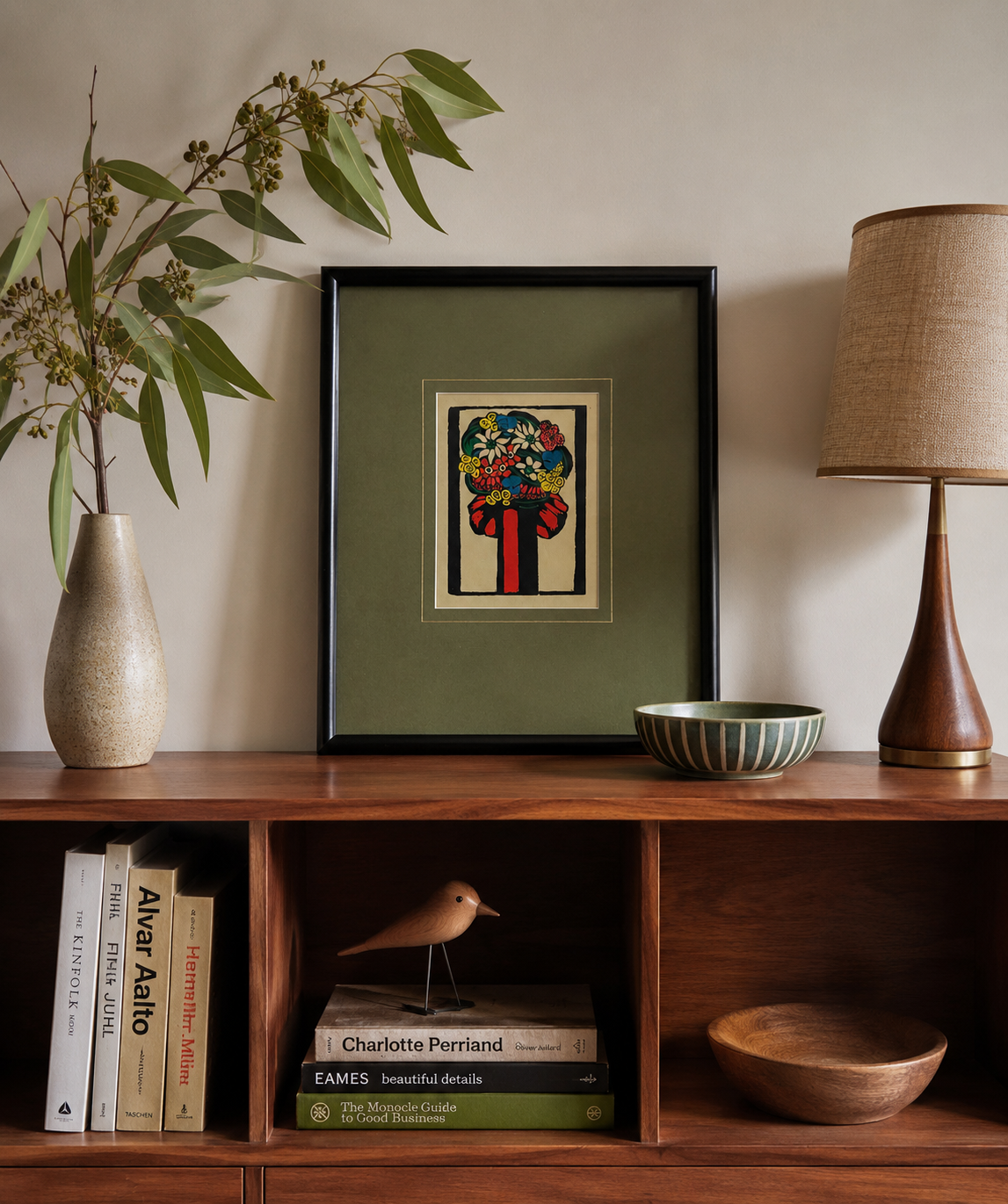 1927 Margaret Preston print, Red Bow, genuine antique, framed artwork