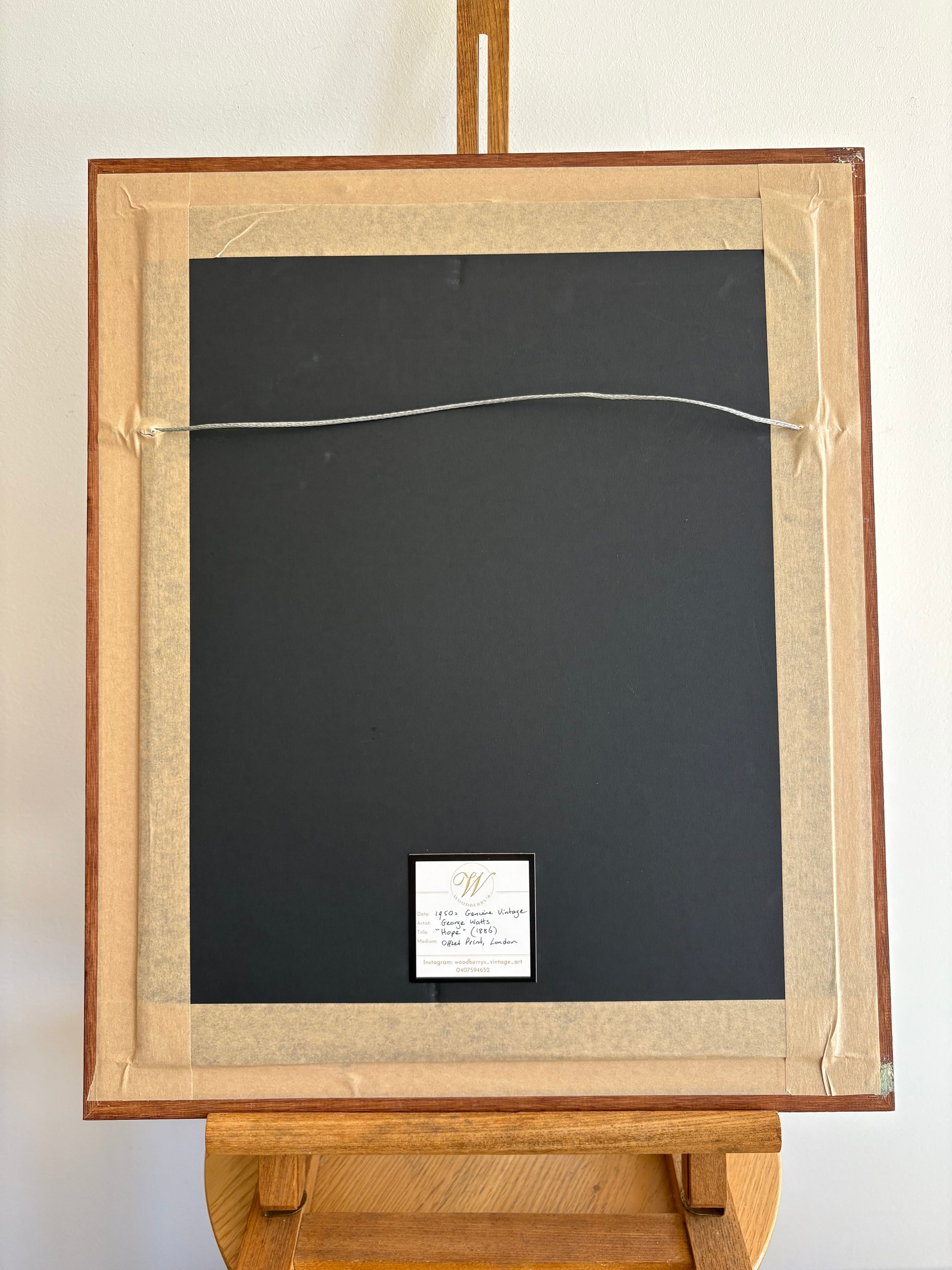 1950s vintage print after George Watts “Hope”, framed artwork, Symbolism