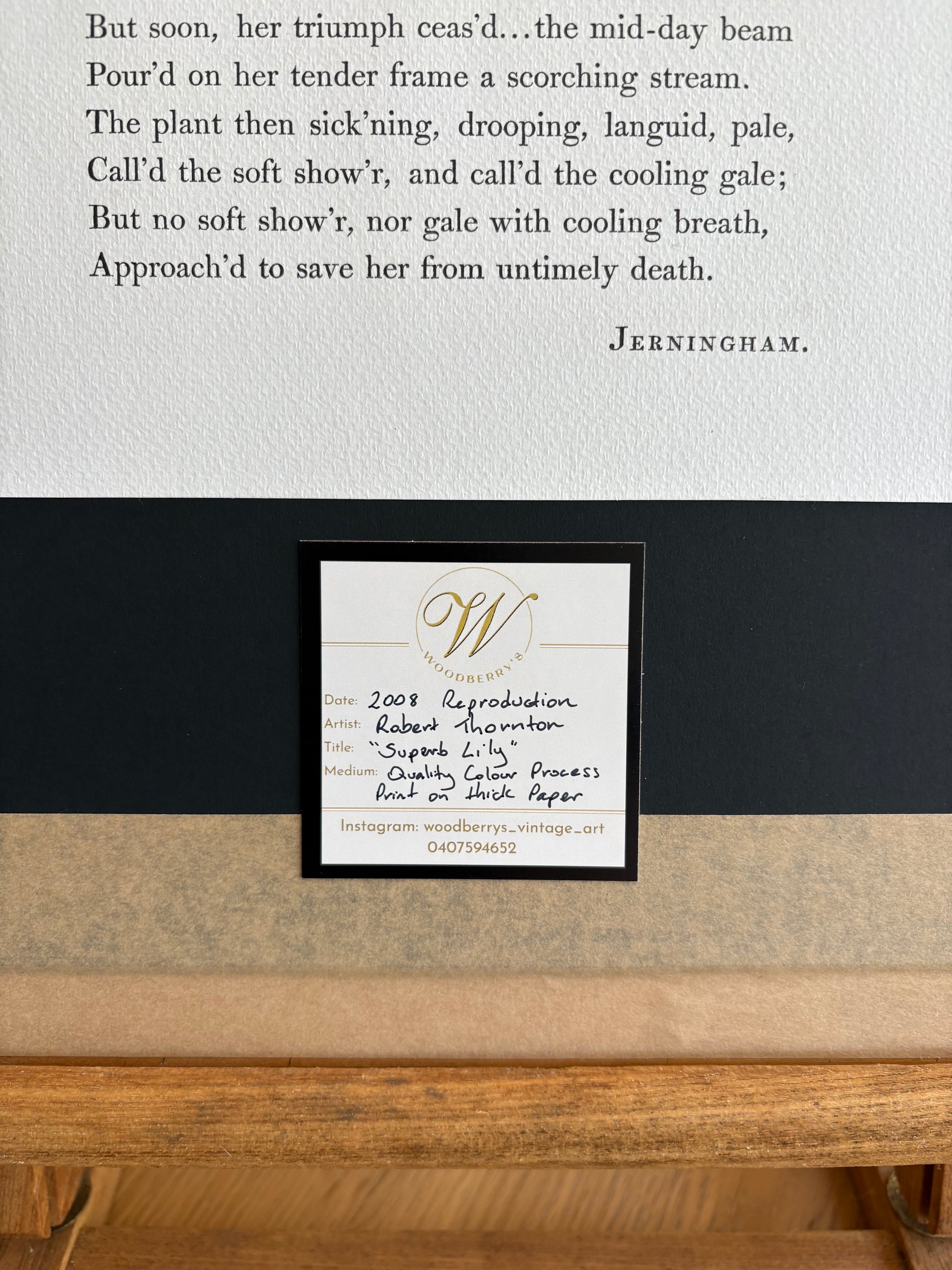 Framed large Lily print, Temple of Flora, Robert Thornton, quality framed art