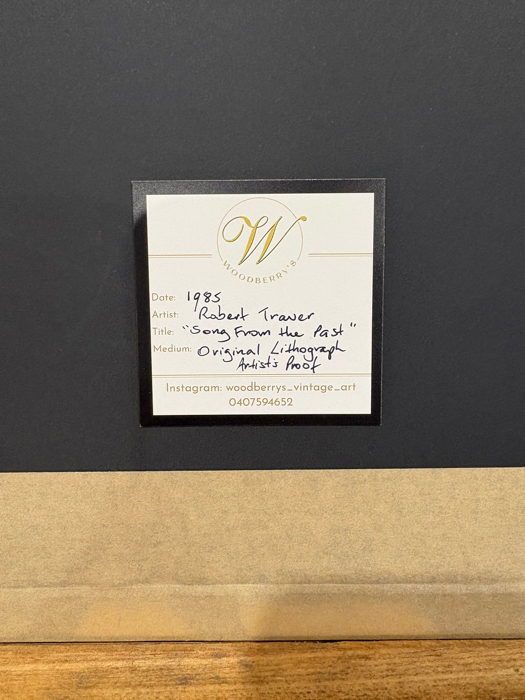 Original Robert Trauer Lithograph, Artist’s Proof, guitar, bird, framed vintage art