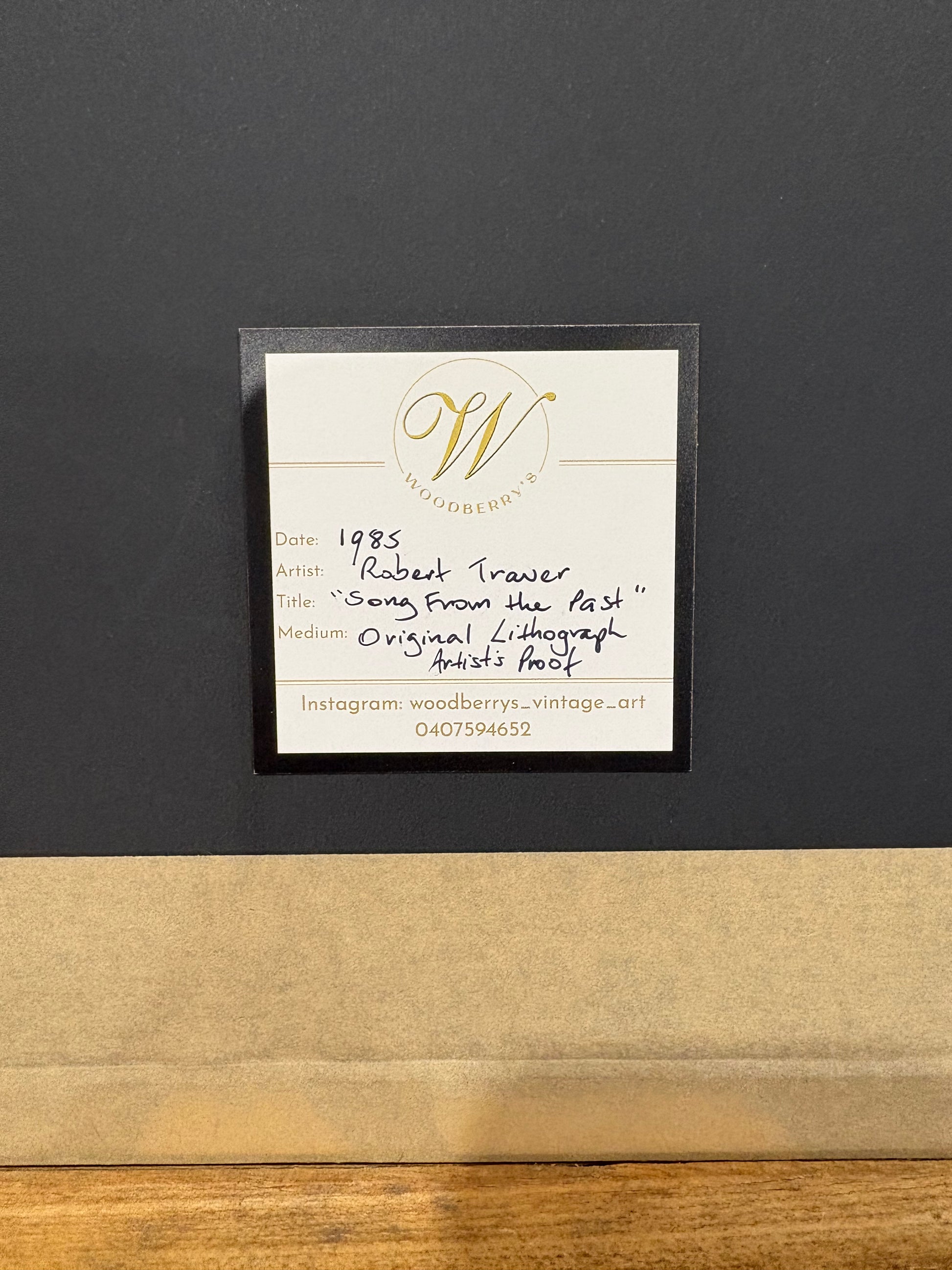 Original Robert Trauer Lithograph, Artist’s Proof, guitar, bird, framed vintage art