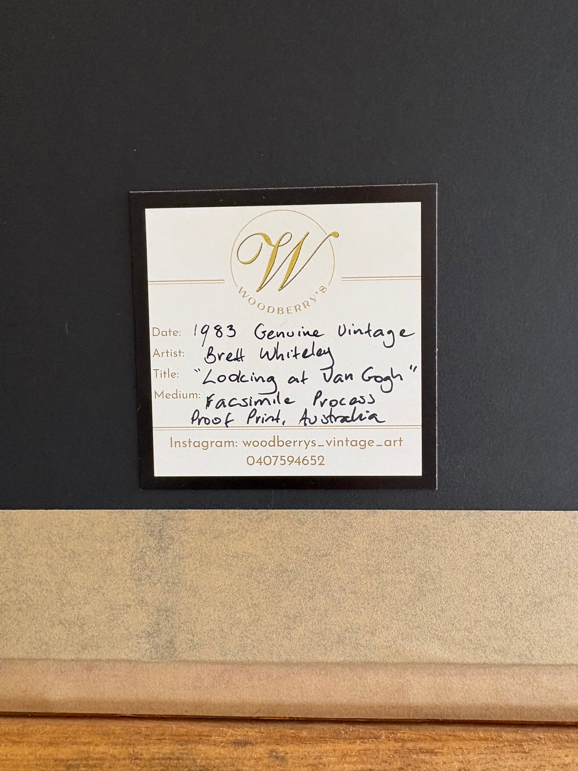 1983 Vintage Brett Whiteley facsimile process proof print, Van Gogh, Australian framed art